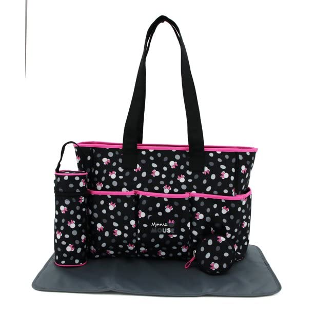 Disney Multi Piece Tote, Minnie Print 8 Pockets 4 Pcs