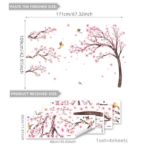 Cherry Blossom Wall Decals 50% Off - Large Removable Floral Tree Art - Image 2