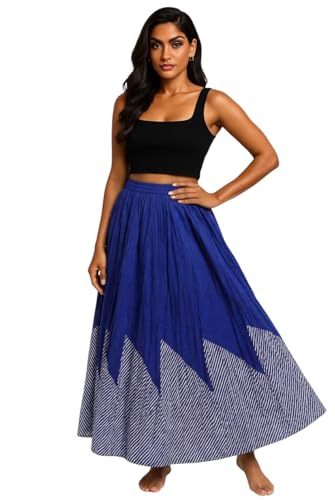Image of Premium Long Skirt | Stylish Long Crushed Cotton & Unique Prints | Floor Length Skirt for Women | Elastic Waist Premium Maxi Skirt - Comfortable Casual Wear