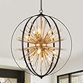 MEIXISUE Modern Sputnik Chandelier,Black Gold Globe Crystal Firework Pendant Light Fixture Industrial 12-Light for Entryway Foyer Kitchen Dining Living Room UL Listed