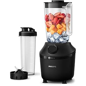 Philips HR2041/41 Standmixer (450 Watt, ProBlend-Technologie, 1,9 Liter Kunststoffbehälter, inkl. Trinkflasche) schwarz