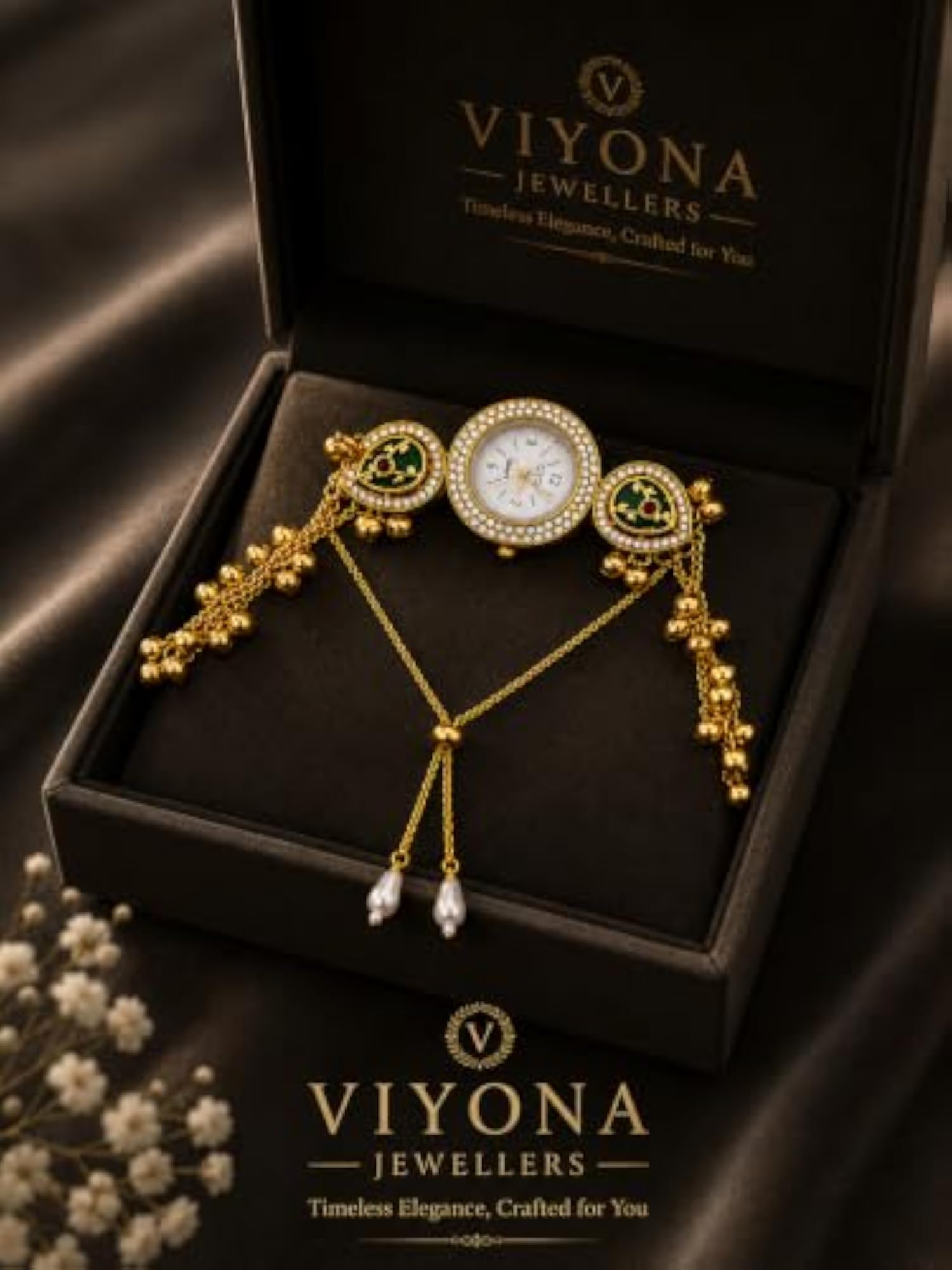 Women's Luxury Look Analog Watch with Designer Bracelet Chain Pattern