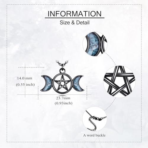 URONE Hecate Necklace 925 Silver Wiccan Wheel of Hecate Triple Moon Goddess Pendant Necklace Wiccan Jewelry Gifts for Women4