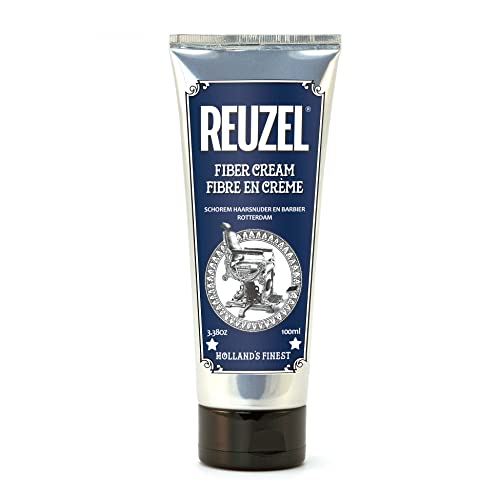 Reuzel Fiber Hair Cream para hombre - Añade plenitud y textura - Fijación manejable, poco brillo - Soluble en agua - Para cabellos de corta a media longitud - Fácil de usar tras peinar - 100ml