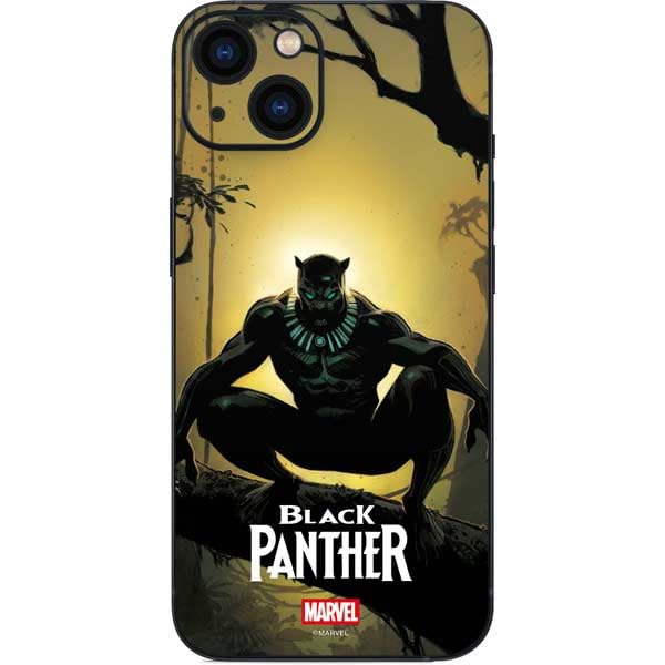 Skinit Decal Phone Skin Compatible with iPhone 15 Plus - Officially Licensed Marvel Black Panther TChalla King of Wakanda Design