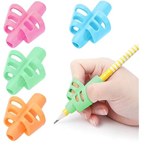 BUSHIBU Pencil Grips for Kids Handwriting, 4 Pcs Toddler Pencil Grippers, Pen Grips Trainer for Beginners Preschoolers Kindergarten Children Cover