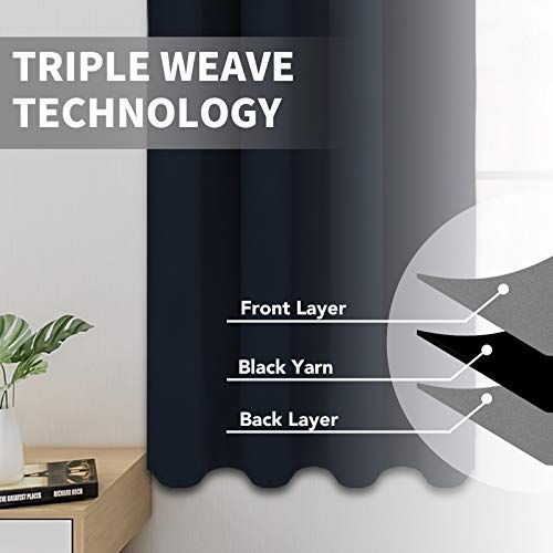 Image of Easy-Going Blackout Curtains for Bedroom, Solid Thermal Insulated Grommet and Noise Reduction Window Drapes, Room Darkening Curtains for Living Room, 2 Panels (52x96 in,Navy)