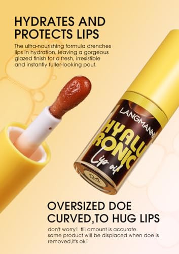 Lip Gloss Moisturizing Lip Oil with Hyaluronic Acid No-Sticky Lipgloss Care, Fruit Flavoured Big Brush Head Lip Oil For Dry Lip Glitter Shine Lip Glaze Gift for Women(06) - Image 5