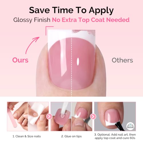 Image of MelodySusie French Tips Press On Toenails,Sharp Square 300Pcs 15 Sizes X Pre-Designed High Gloss Berry Pink Soft Gel Full Cover Acrylic Fake Nails Extension,Long-lasting&Reusable,Women DIY&Salon Use