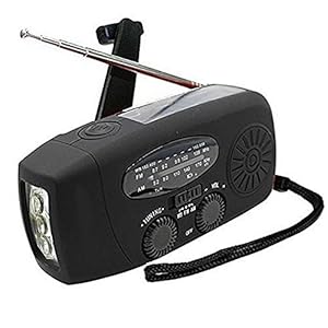 Zonne-handslinger dynamo radio, noodhandslinger radio, zonne-radi powerbank opwindradio’s met LED-zaklamp, batterijvermogen 300 mAh 3,6 V Ni-MH (zwart)