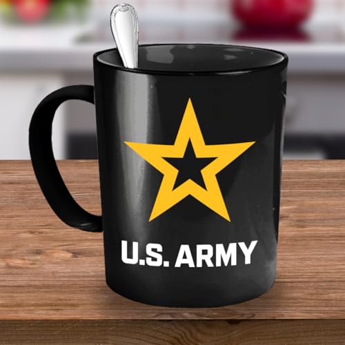 Taza de Café U.S. Army con Logo Estrella Dorada Negro 11oz miniatura 4