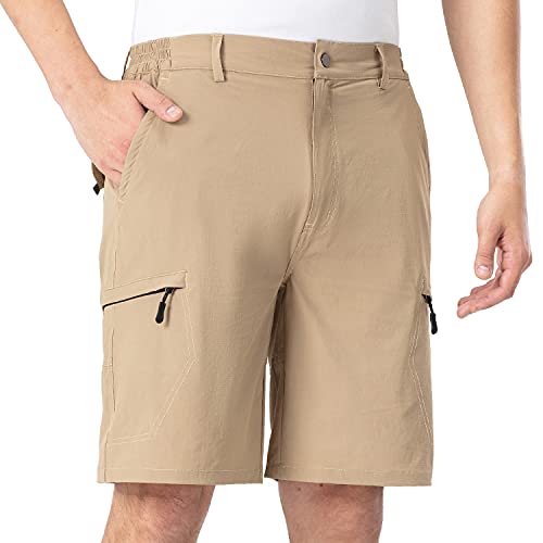 Tbmpoy Men's Stretch Cargo Hiking Shorts Quick Dry Casual Work Shorts For Men With Zip Pockets Camping Travel Khaki 36 #TOP1