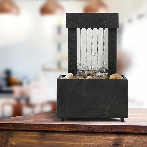 Miniatura 3 de Fukamou Fuente De Cascada Interior,Fuente De Agua De Mesa - Fuente De Mesa Con Elemento Acuático De Relajación,Fuente De Escritorio De Meditación Zen Feng Shui Para Decoración De Espacios Interiores