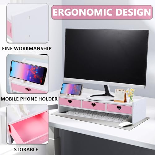 Support pour écran ordinateur rehausseur de bureau et organisateur PC stable - 4