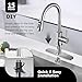 Arofa Kitchen Faucet with Soap Dispenser, Stainless Steel Kitchen Sink Faucet with Pull Down Sprayer 3 Mode Single Handle Gooseneck Pull Out Kitchen Faucet for 2/4 Hole, Brushed Nickel