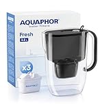 AQUAPHOR Fresh Water Filter Jug (Black) 3.2L Fridge fitting design with easy fill lid - BPA free - Inc 3 x Maxfor+ high performance cartridge reducing microplastics and PFAS for better tasting water
