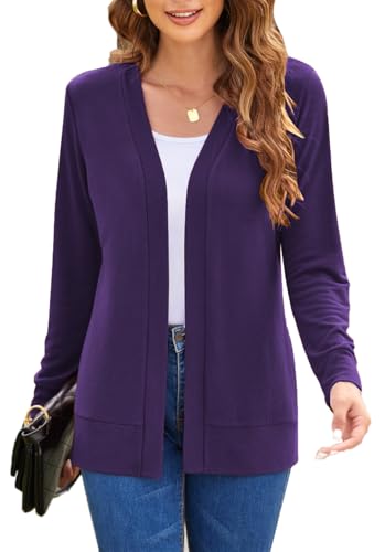 Image of Womens Casual Lightweight Long Sleeve Cardigan Flowy Soft Open Front Knit Cardigan Sweaters