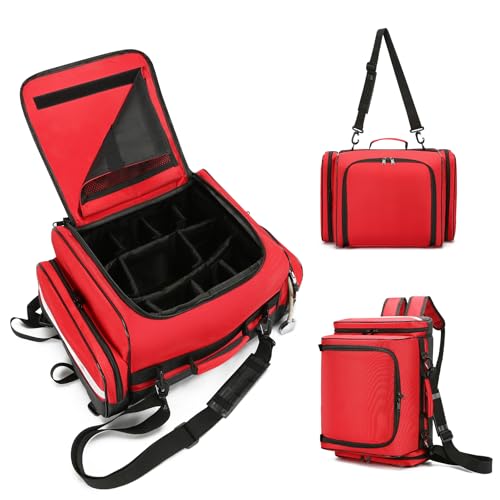 Image of First Aid Bag Empty Medical Bags First Aid Backpack Medical Backpack Shoulder /Backpack /Handheld Home Health Nurse Bag Empty First Aid Storage Bag with Detachable Divider