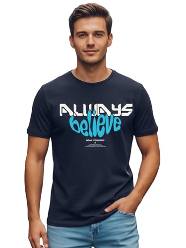 Veirdo® Men's T-Shirt Regular Fit Round Neck Pure Cotton Half Sle...