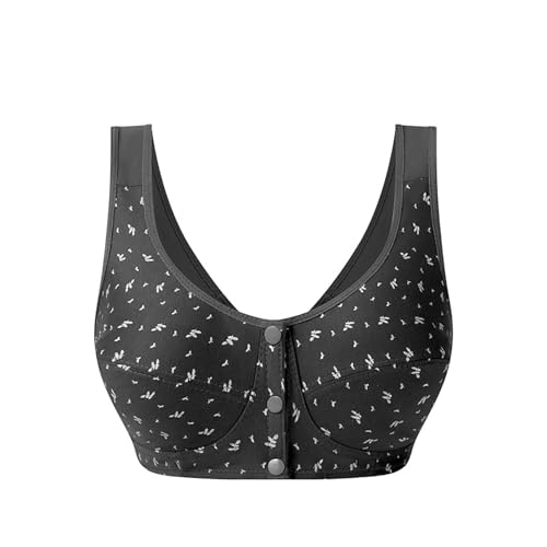 Soutien-gorge sans armatures avec fermeture devant grande taille noir pour femme