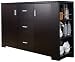 ioHOMES Quincy Modern 3-Drawer on Metal Glides Dining Buffet with 2-Door Cabinet and 2 Side Wine-Glass Holders, Cappuccino