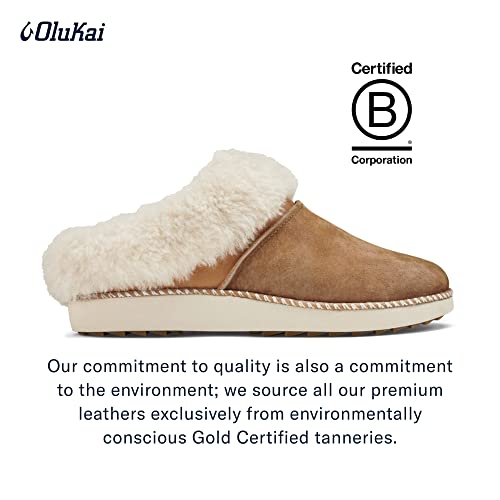 OLUKAI Ku'i Women's Slipper, Soft Full-Grain Leather & Wool Blend Footbed, Wet Grip Soles for Inside & Outside Wear, Cute & Comfortable Slip-On4