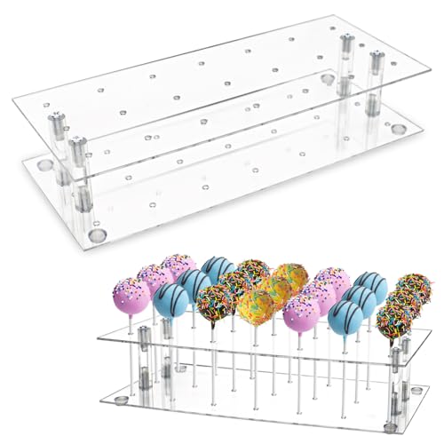 Binlava Support pour cake pop, 21 trous, en acrylique, transparent, pour bonbons, fête, mariage,...