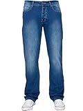 New Mens ENZO Stretch Straight Leg Regular Fit Classic Basic Denim Jeans (36W x 30L, Light Blue)