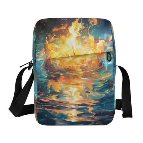 Crossbody Bag Burning Flame in Water Messenger Bag for Women Men Purse Shoulder Bag Satchel Bag with Adjustable Strap 214B4558 - Main Image