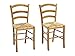 Vente-unique Lot de 2 chaises Paysanne - Hêtre Massif & Paille de Riz - Teinte : Chêne