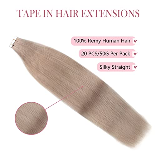 Image of Sixstarhair Tape in Hair Extensions Seamless Tape In Extensions for White Women 20 Pieces per Pack Hair Extensions Remy Human Hair 50g [Color 18 Dirty Blonde 22inch]