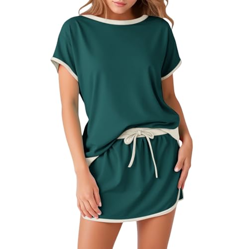 Ensemble deux pièces décontracté avec tunique asymétrique et short taille haute pour femme