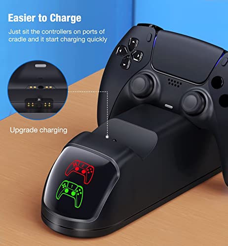 Image of Controller Charging Station for PlayStation 5 Dualsense Controller with Dual Stand Charger Dock, Upgrade Charger for PS5 Accessories Fast Charging Cable, Charging Station Black for PS5 | for PS5 Charger Dock with Dual Stand, for PS5 Charger Accessory with Fast Charge Cable, for Playstation 5 Station, Black