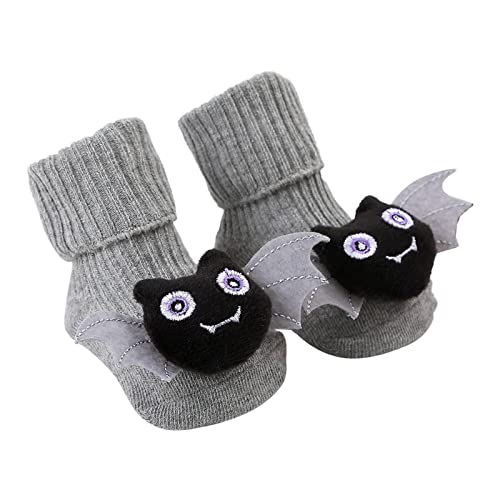 RNTOP Kids Baby Slipper Socks Toddler Unisex Soft Warm Socks Infant Knitted Cartoon Pattern Floor Socks (Black, 0-12 Months)