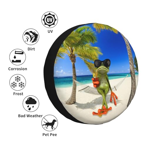 Image of Funny Frog Spare Tire Cover Trailer Tire Covers Weatherproof Wheel Protector Fit for Rv Trailer Truck Travel Trailers Accessories 14 inch Wheel Funny Frog