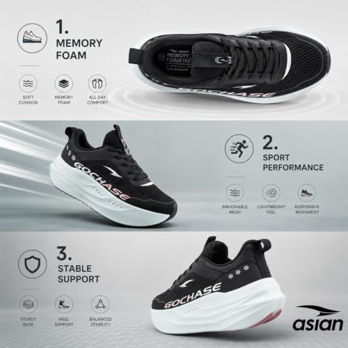 Image of ASIAN Aerofoam-01 Men's Running Shoes with Breathable Mesh Upper | Energy Return Sole, Lace-Up Fit & Lightweight Comfort
