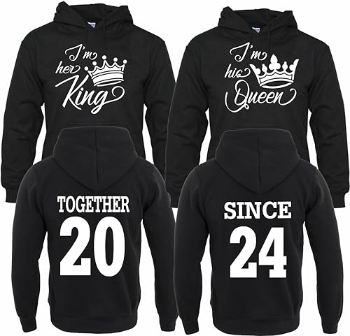 Her King Or His Queen Christmas Hoodies Custom Back Together Since Pull Over Matching Love Couples Valentines Matching