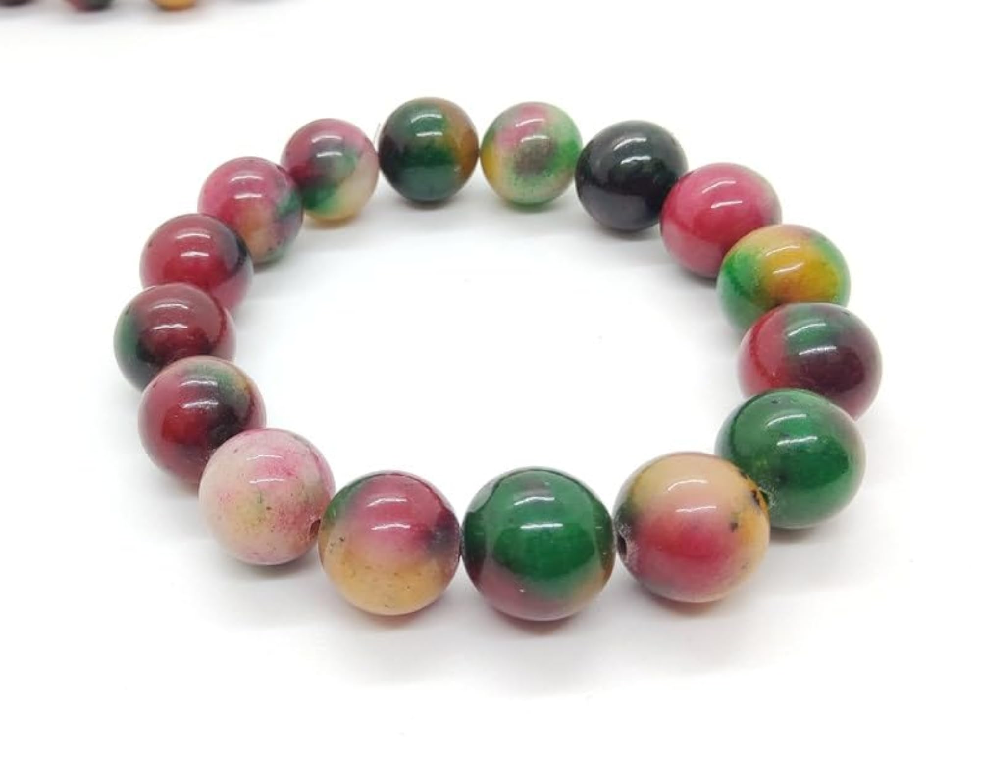 Natural Candy Jade 14mm Round Beads Stretchable Bracelet, Unisex