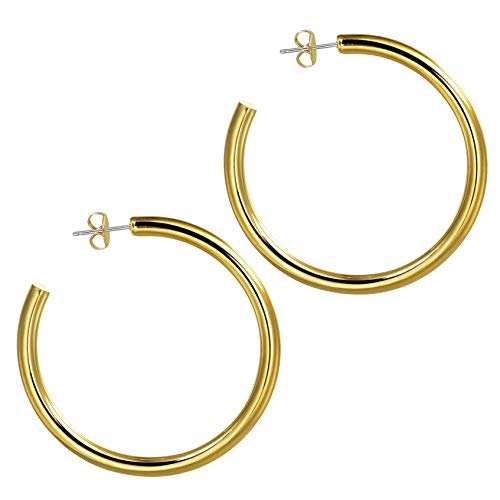 Hotie 18K Gold/Silver Colored Lightweight Chunky Open Hoop Earrings for Women