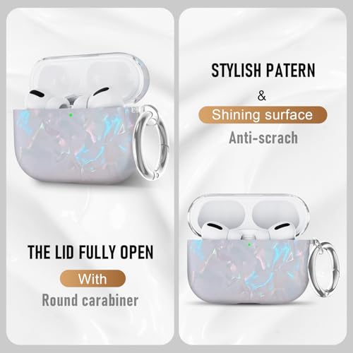 Image of Compatible Airpods Pro 3 Case (2025),Design Shell Print Silicone Protective Cases for Apple AirPods Pro 3rd Generation Case,Airpod Pro 3 Cover with Keychain&Cleaner Kit for Women /Girls,White Shell