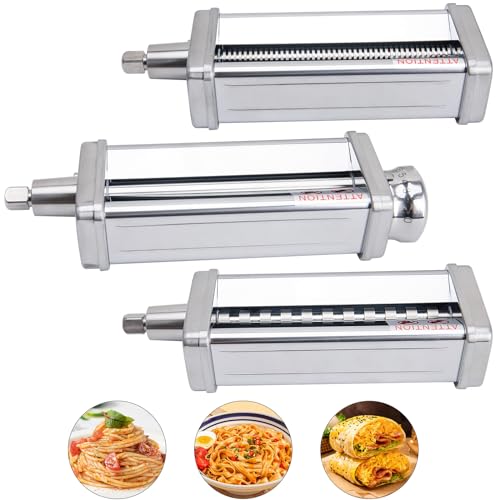 Pasta Attachment for Kitchenaid Stand Mixer, Pasta Maker Attachment Included Pasta Sheet Roller, Spaghetti Cutter and Fettuccine Cutter for Kitchenaid Pasta Attachment 3 Piece by 9TH SHOP