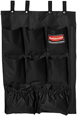 Rubbermaid Commercial Products 9-Pocket Housekeeping Cart Organizer, Black, Garbage Bin Caddy for Cleaning Supplies, Compatible with Any Cart for Material Transport/Storage