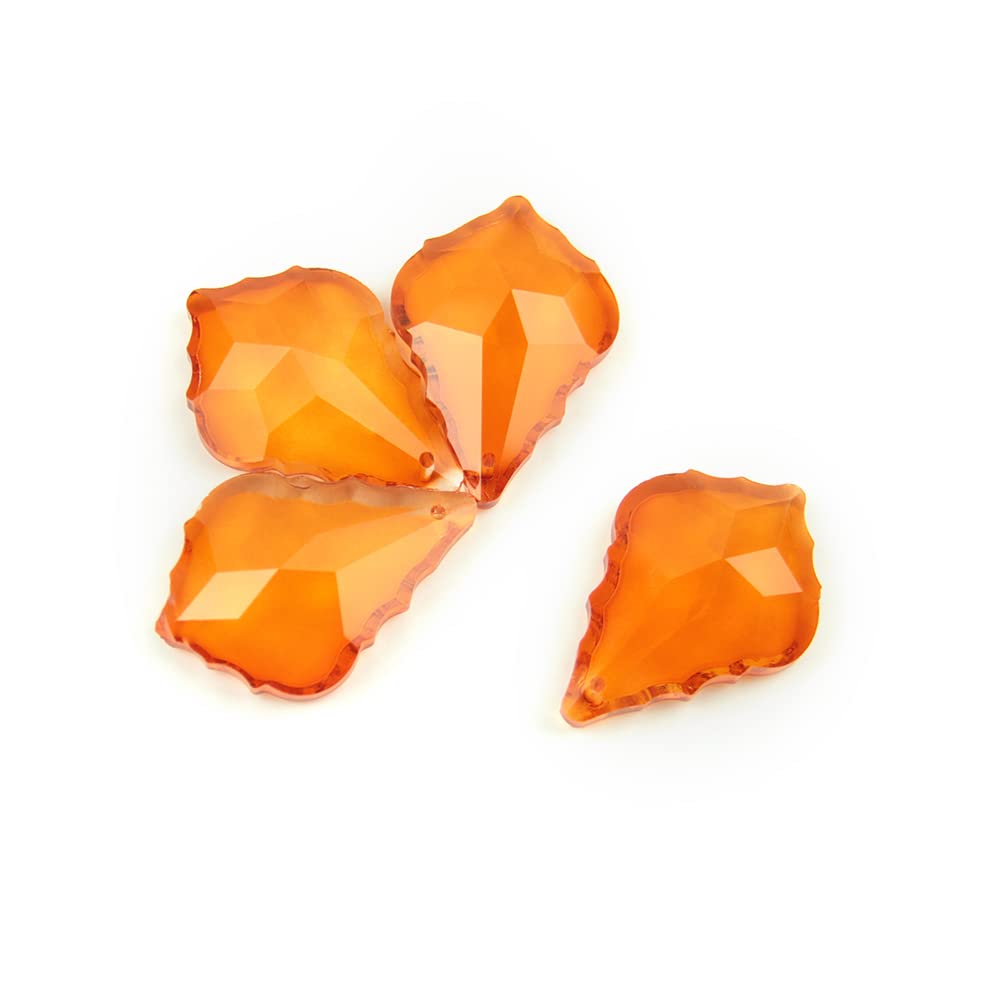 XIANGGUA 38/50mm 10~100pcs Colorful Crystal Maple Leaf Glass Lighitng Chandelier Prism Parts Crystal Chandelier Pendants For Home Decor(Orange red,50mm 100pcs)
