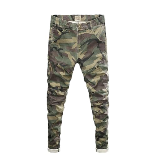 Streetwear Mens Jeans Stretch Slim Fit Camo1 Trousers Embroidery Patch Designer Hip Hop Denim Pants4
