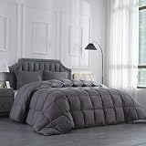 HOMBYS Feather and Down Comforter, Oversized King Comforter 120 x 120, Grey Extra Large Duvet Insert