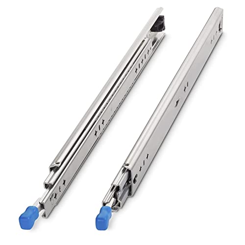 Guías para cajones de cocina con cerradura, 2 piezas de 350 mm en color plata para mesa extensible