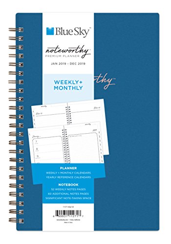 Blue Sky Noteworthy 2019 Weekly & Monthly Planner and Notebook, Flexible Cover, Twin-Wire Binding, 5