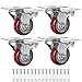 Finnhomy Casters 3'' Wheels with Brake 4 Pack Swivel Plate Casters Premium Polyurethane Wheels Lockable Anti-wear Smooth Casters Red