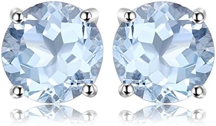 JewelryPalace Natural Garnet Peridot Amethyst Citrine Blue Topaz Birthstone Stud Earrings for Women, 14k Gold Plated 925 Sterling Silver Earrings for Women, Gemstones Jewellery Sets for Girls