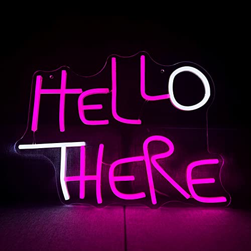 Hello There LED Sign Neon Welcome Lights for Wall Decor Hell here Reusable Letter Neon Lamp for Shop Restaurant Bar Beer Pub Hotel Man Cave with USB/Switch